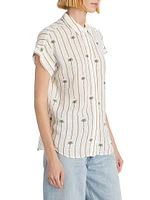 Jamie Striped Button-Front Top