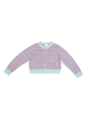 Girl's FF Allover Knit Cardigan