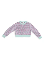 Girl's FF Allover Knit Cardigan