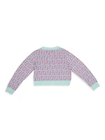 Girl's FF Allover Knit Cardigan