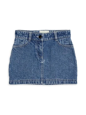 Little Girl's & Logo Embroidered Denim Skirt