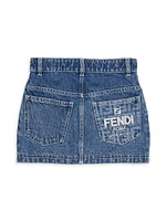 Little Girl's & Logo Embroidered Denim Skirt