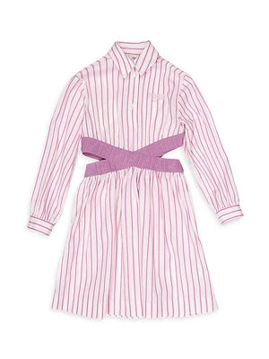 Little Girl's & Striped Cut-Out Shirtdress