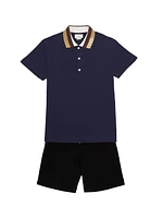 Little Boy's & Logo Collar Polo Shirt