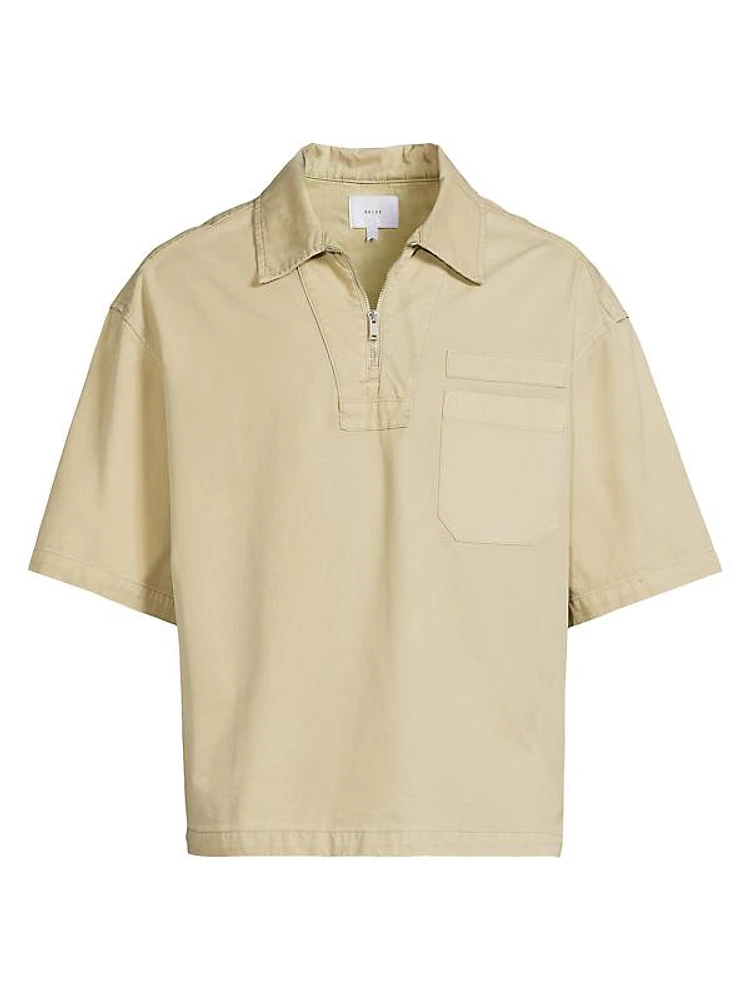 Spray Boxy Half-Zip Short-Sleeve Shirt