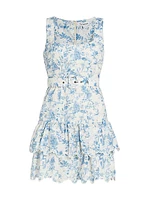 Davina Floral Eyelet Belted Minidress