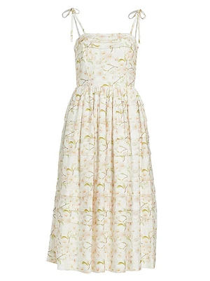 Callie Floral Pleated Midi-Dress