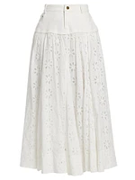 Adina Cotton Lace Midi Skirt