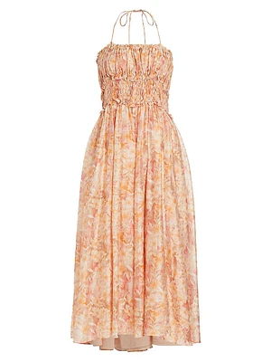 Malese Floral Shirred Midi-Dress