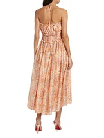 Malese Floral Shirred Midi-Dress