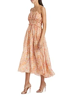 Malese Floral Shirred Midi-Dress