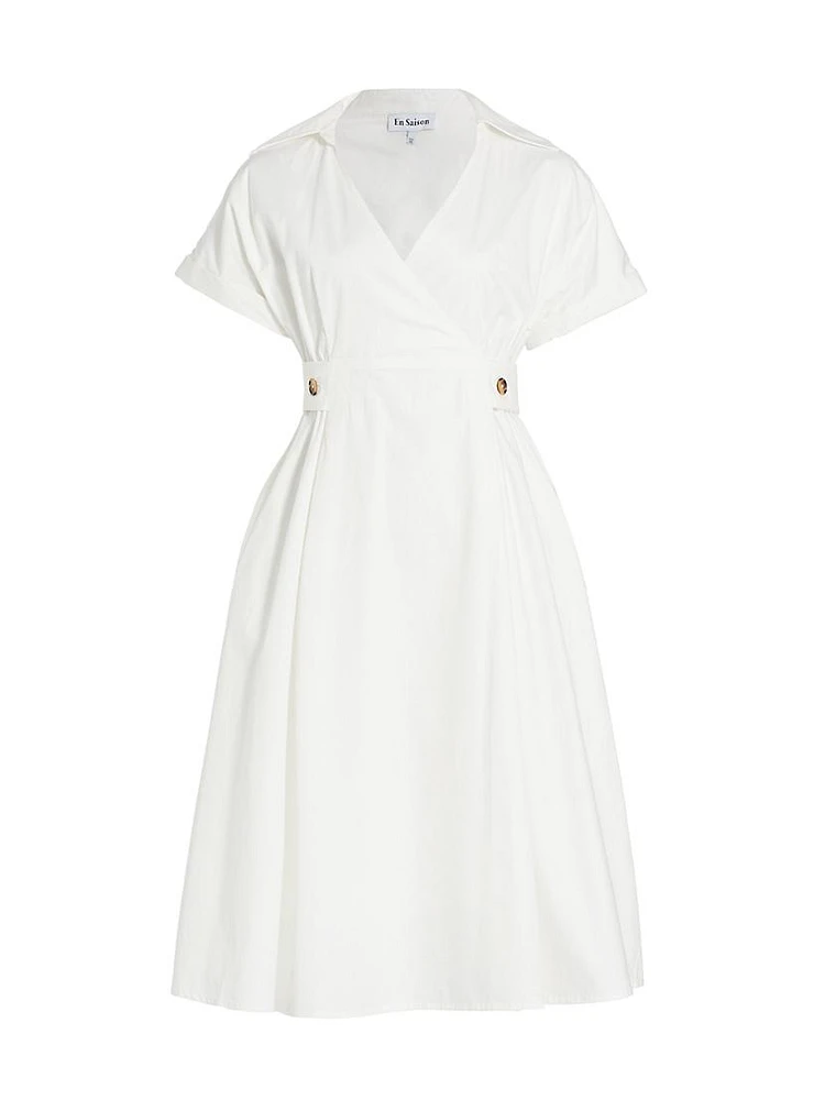 Lorena Cotton V-Neck Midi-Dress