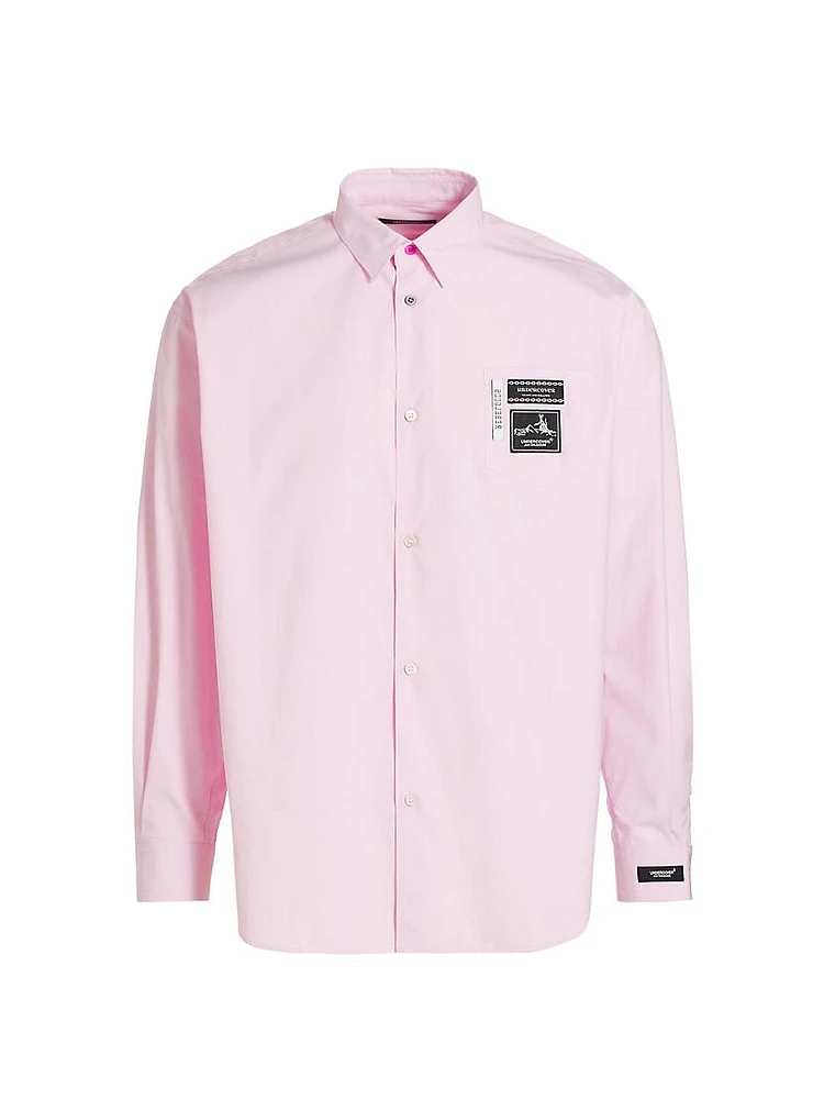 Logo-Patch Cotton Button-Up Shirt