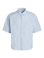 Pieced Cotton Button-Up Shirt