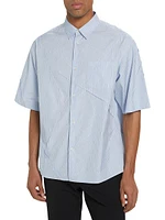 Pieced Cotton Button-Up Shirt