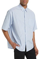 Pieced Cotton Button-Up Shirt