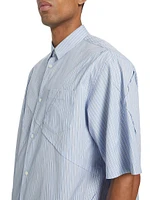 Pieced Cotton Button-Up Shirt