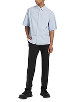 Pieced Cotton Button-Up Shirt