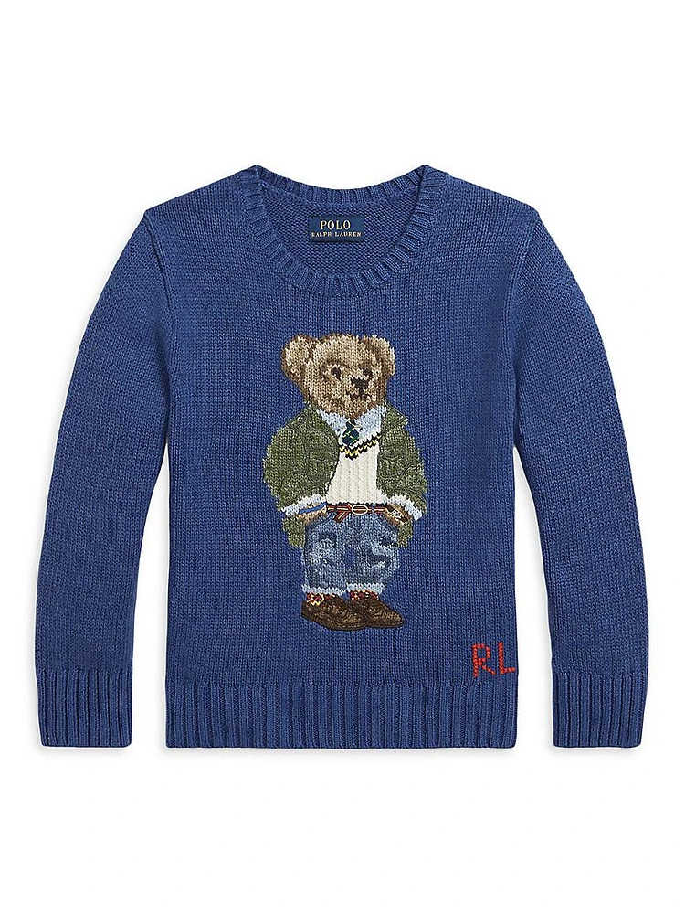 Little Boy's & Polo Bear Crewneck Sweater