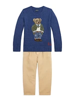 Little Boy's & Polo Bear Crewneck Sweater