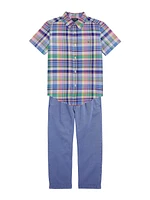 Little Boy's & Boy's Plaid Oxford Short-Sleeve Shirt