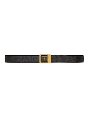 Buckle Belt Crocodile Embossed Leather