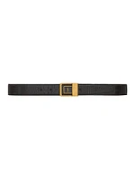 Buckle Belt Crocodile Embossed Leather