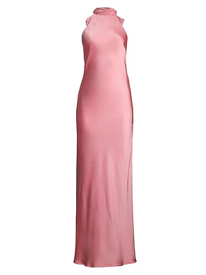 Evianna Satin Halter Gown