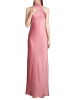 Evianna Satin Halter Gown