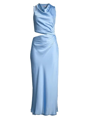 Amadeus Cowlneck Satin Maxi Dress