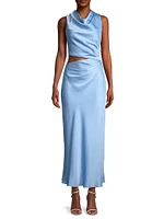 Amadeus Cowlneck Satin Maxi Dress