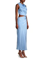 Amadeus Cowlneck Satin Maxi Dress