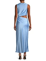 Amadeus Cowlneck Satin Maxi Dress