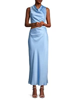 Amadeus Cowlneck Satin Maxi Dress