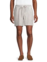 Wardrobe In The City Pinstriped Cotton Shorts