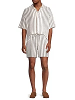 Wardrobe In The City Pinstriped Cotton Shorts