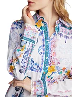 Carrie Patchwork Handkerchief-Print Shirt