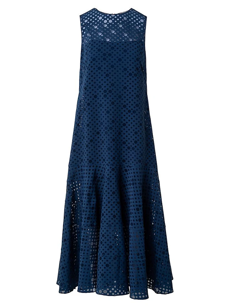 Dot Organza Sleeveless Midi-Dress