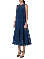 Dot Organza Sleeveless Midi-Dress