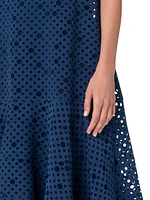 Dot Organza Sleeveless Midi-Dress