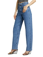 Express To Mars Playback Belted Straight-Leg Jeans