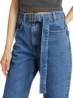 Express To Mars Playback Belted Straight-Leg Jeans