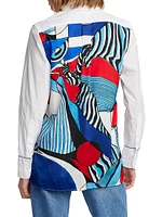 Carrie Silk-Blend Geometric-Back Shirt