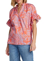 Paige Printed Cotton-Blend Top