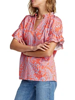 Paige Printed Cotton-Blend Top