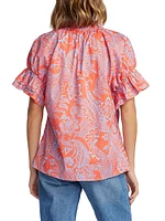 Paige Printed Cotton-Blend Top