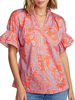 Paige Printed Cotton-Blend Top