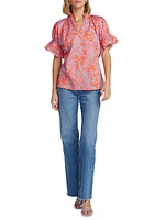 Paige Printed Cotton-Blend Top