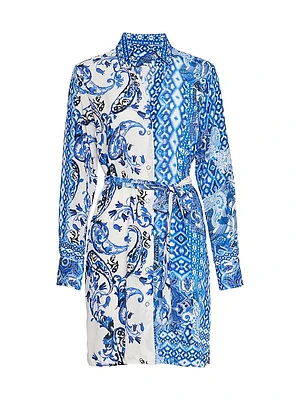 Charlotte Paisley & Geometric Print Shirtdress