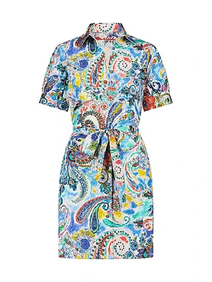 Carolina Watercolor Paisley Shirtdress Dress